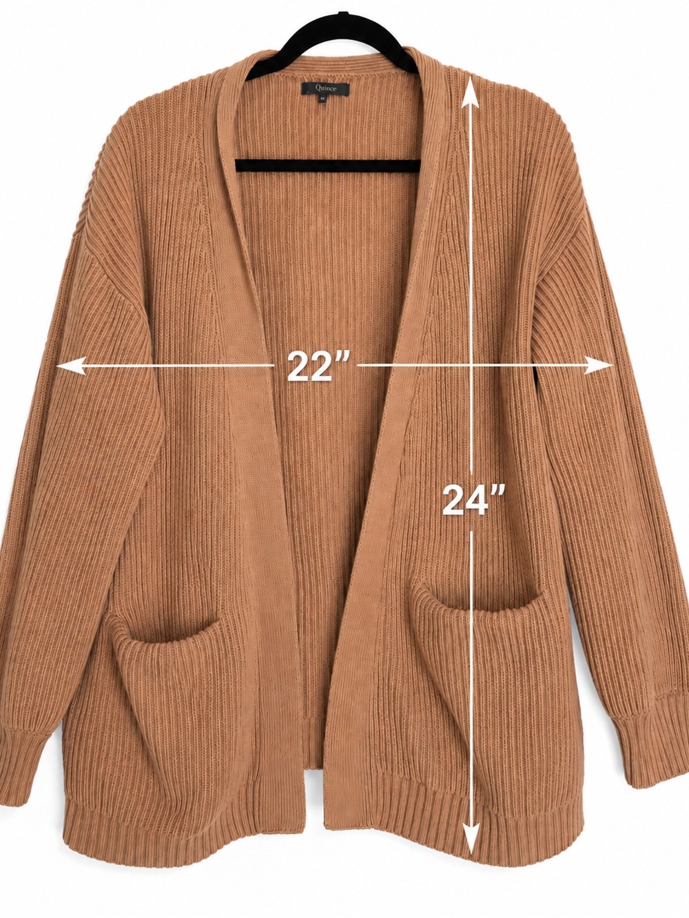 Quince Organic Cotton Rib Knit Open Front Cardigan Sweater Beige M Pockets - Picture 4 of 8